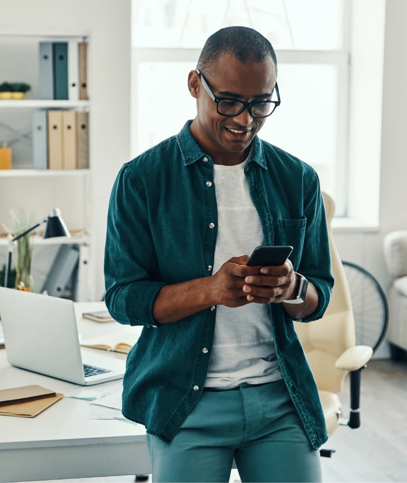 person using app
